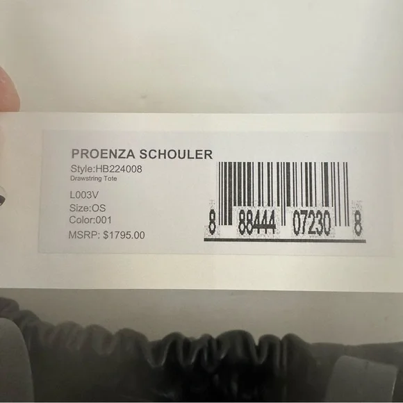 NWT PROENZA SCHOULER Black Leather Drawstring Tote Bag With Detachable Zip Pouch - Picture 3 of 16